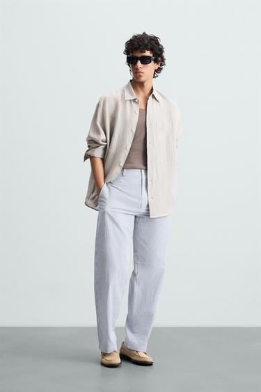 PANTALÓN SEERSUCKER - rayas de Zara - Imagen 0