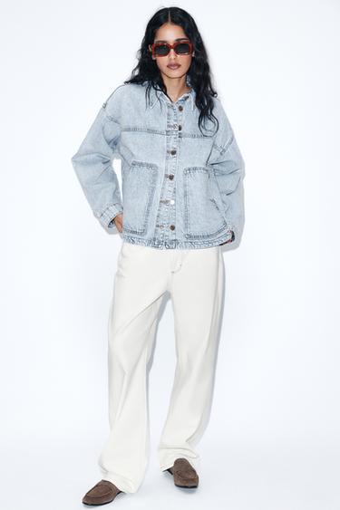 CAZADORA DENIM BOLSILLOS PLASTRÓN - Azul claro de Zara - Imagen 0