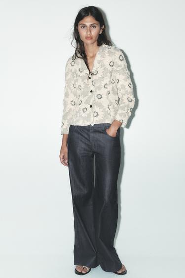 FLORAL TEXTURED BLAZER - Ecru / Black by Zara