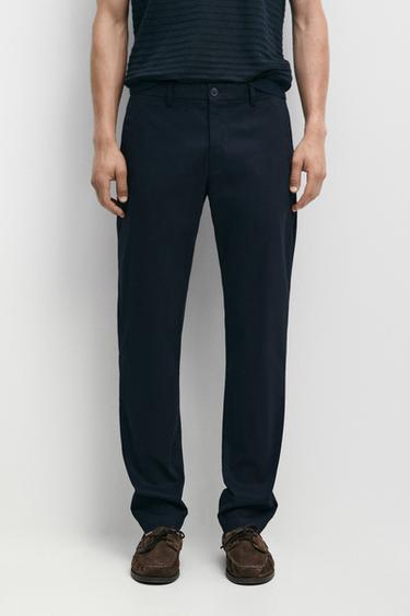 Zara Slim fit cotton trousers - Navy blue