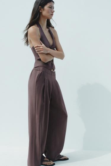 HALTER WAISTCOAT WITH TIE - Aubergine by Zara - Image 3