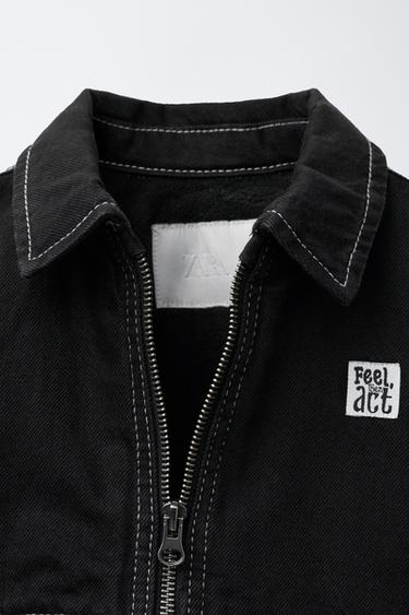 CAZADORA DENIM FORRO POLAR - Negro de Zara