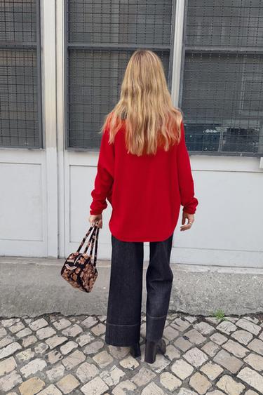 PULL EN LAINE AVEC CORPS CAPE - Rouge de Zara - Image 6