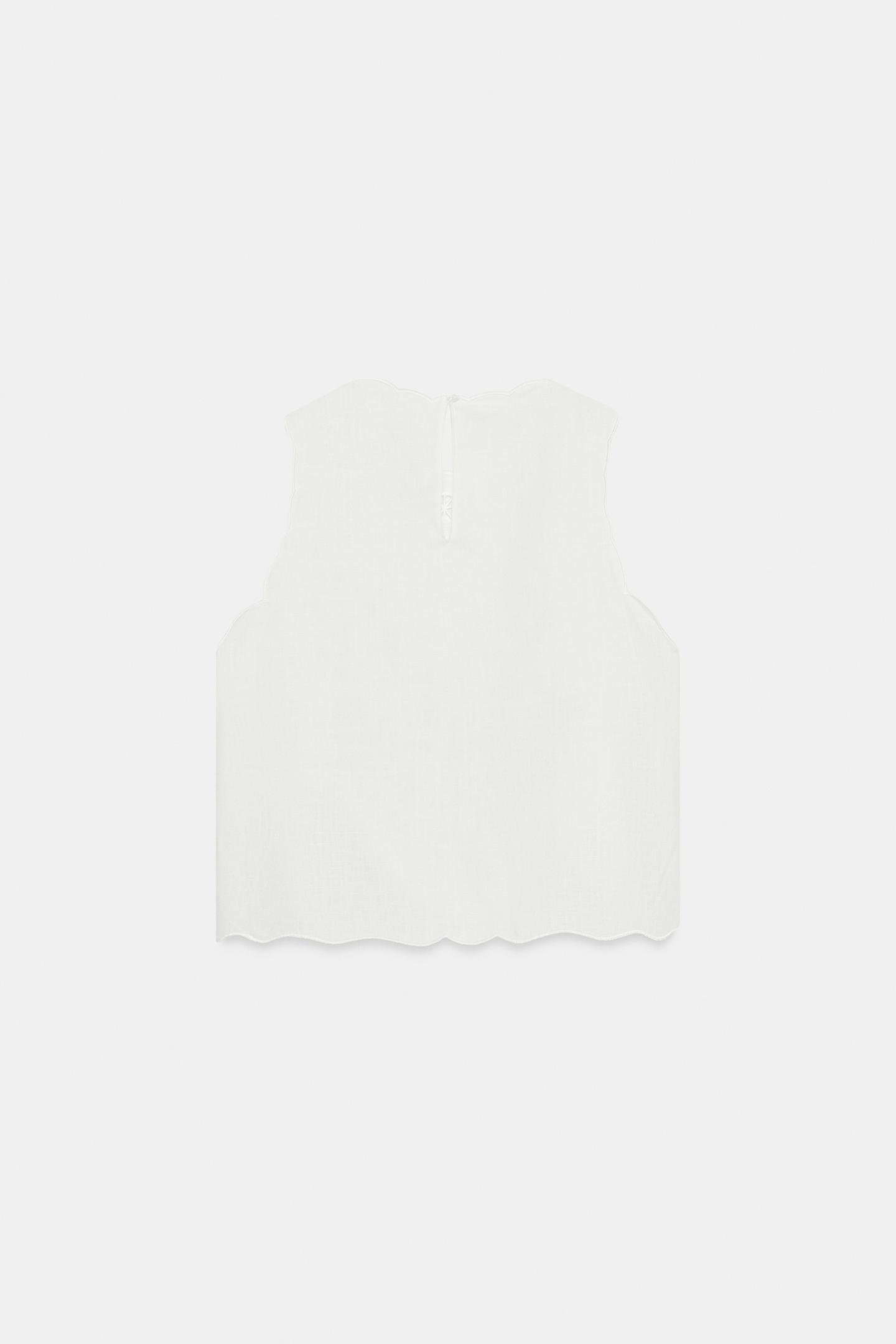 Женская блузка Zara ZW Collection Embroidered Blouse, цвет: Белый — фото 6