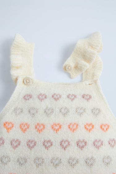 HEART KNIT JUMPSUIT - Ecru by Zara - Image 2