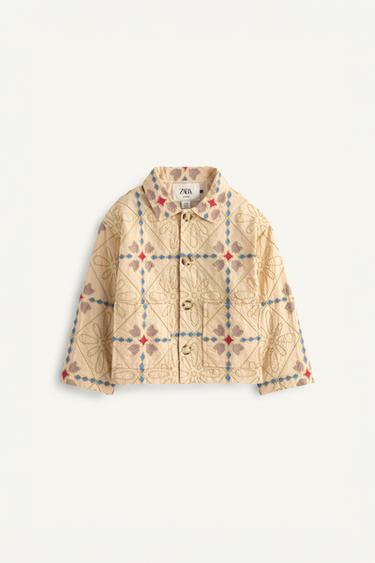 Zara LIMITED EDITION EMBROIDERED PUFFER JACKET - Beige
