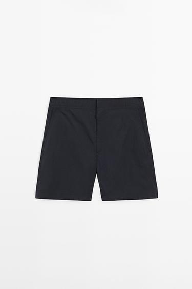 Zara Plain swimming trunks with waist detail - Navy blue