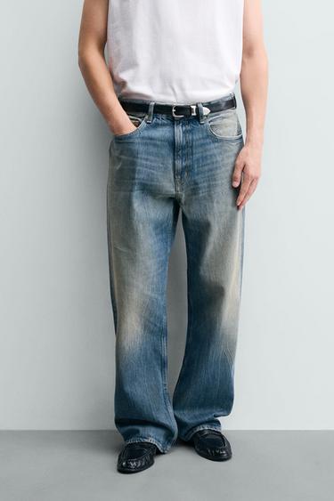 JEAN LOOSE FIT - Bleu / Vert de Zara