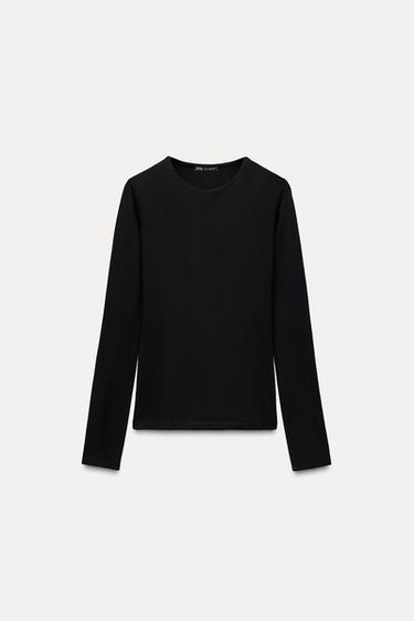 LONG SLEEVE T-SHIRT - Bottle green by Zara