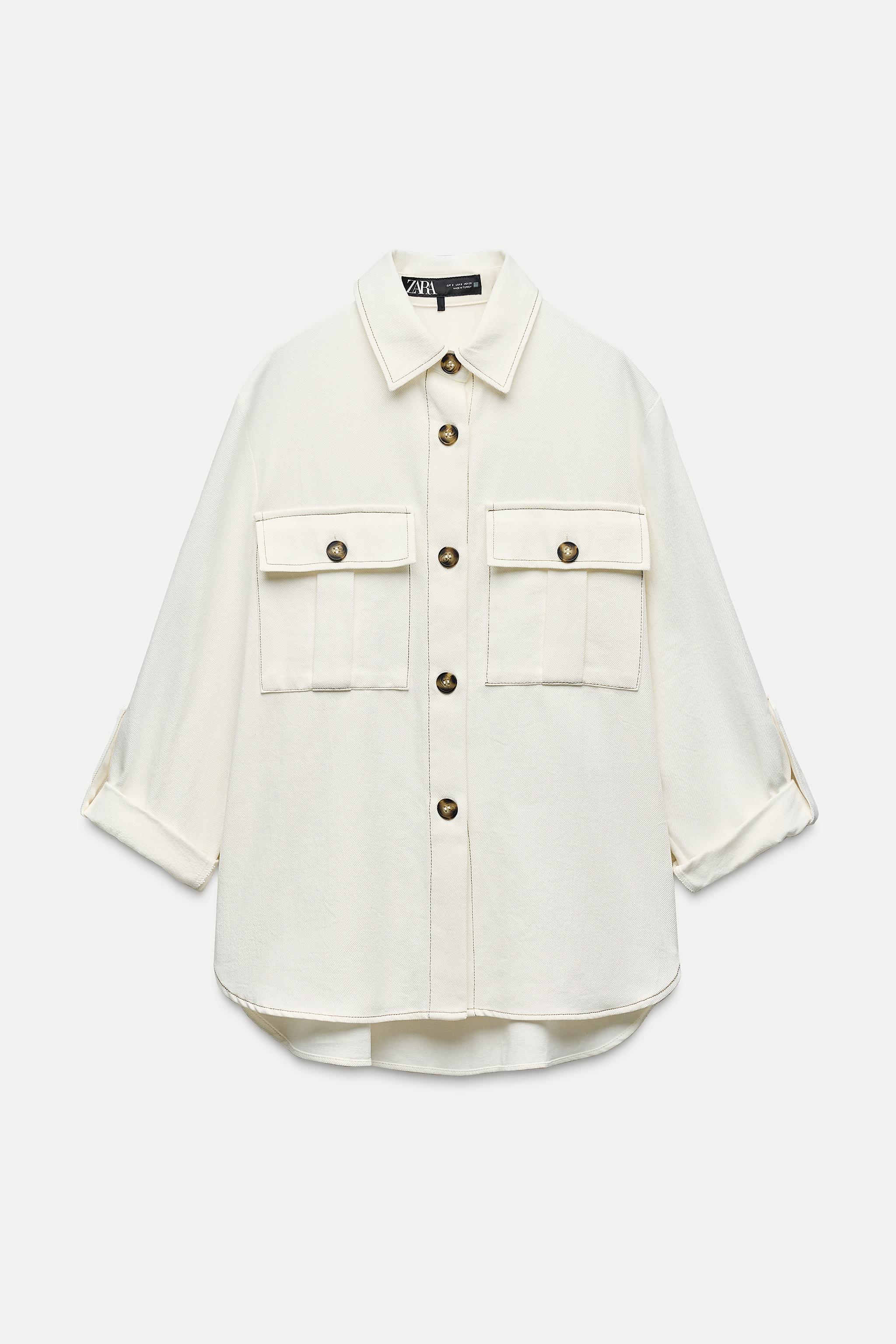 OVERSHIRT WITH CONTRAST TOPSTITCHING - Ecru | ZARA South Africa