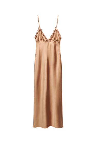SATIN DRESS WITH MATCHING RUFFLES