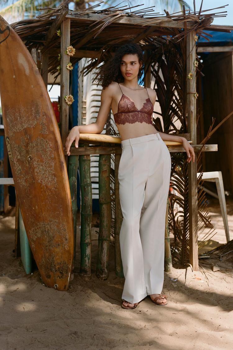 DARTED WIDE-LEG TROUSERS