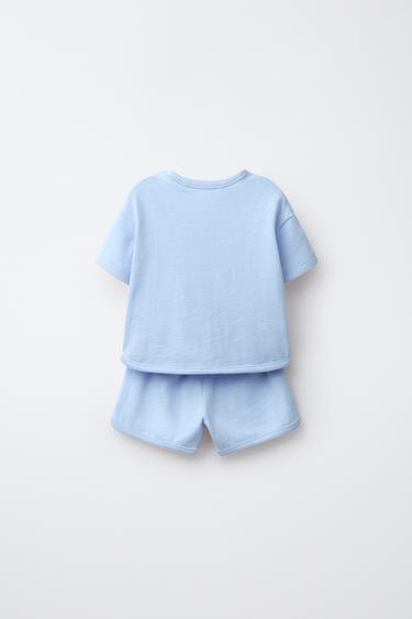 ENSEMBLE T-SHIRT ET BERMUDA FLAMÉ - Bleu clair de Zara - Image 1