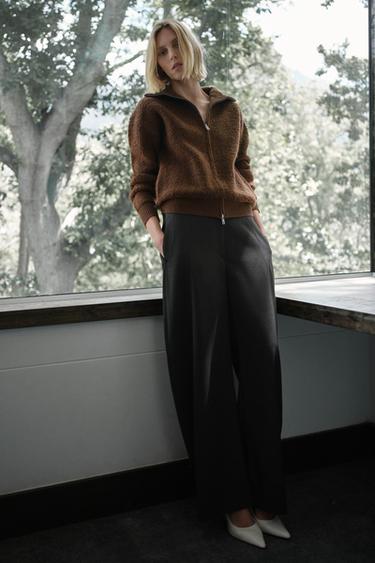 ZW COLLECTION HERRINGBONE BALLOON TROUSERS - Brown by Zara