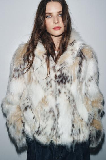 ZW COLLECTION FAUX FUR JACKET - Black / Ecru by Zara