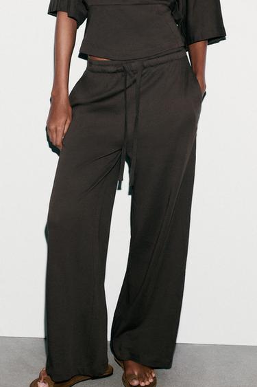 PANTALON DROIT EN COTON - Marron de Zara