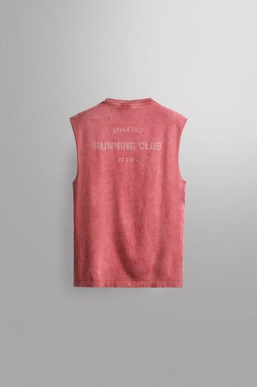 Zara COTTON RUNNING TANK TOP - Red