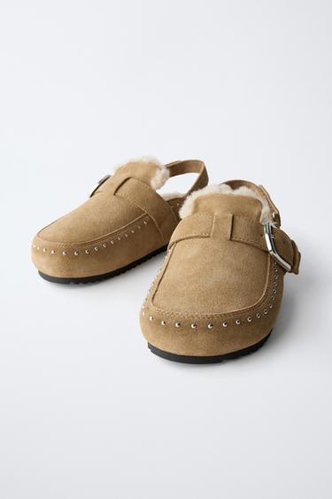 LEATHER LINED CLOGS - Beige by Zara - Image 2