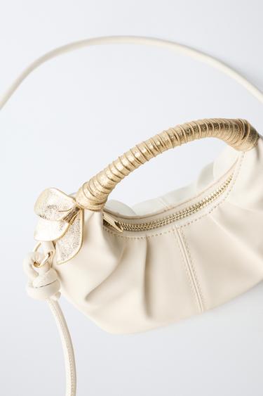 Zara FLORAL DETAIL CROSSBODY BAG - Off White
