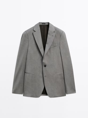 Americana traje 100% lana - Gris de Zara