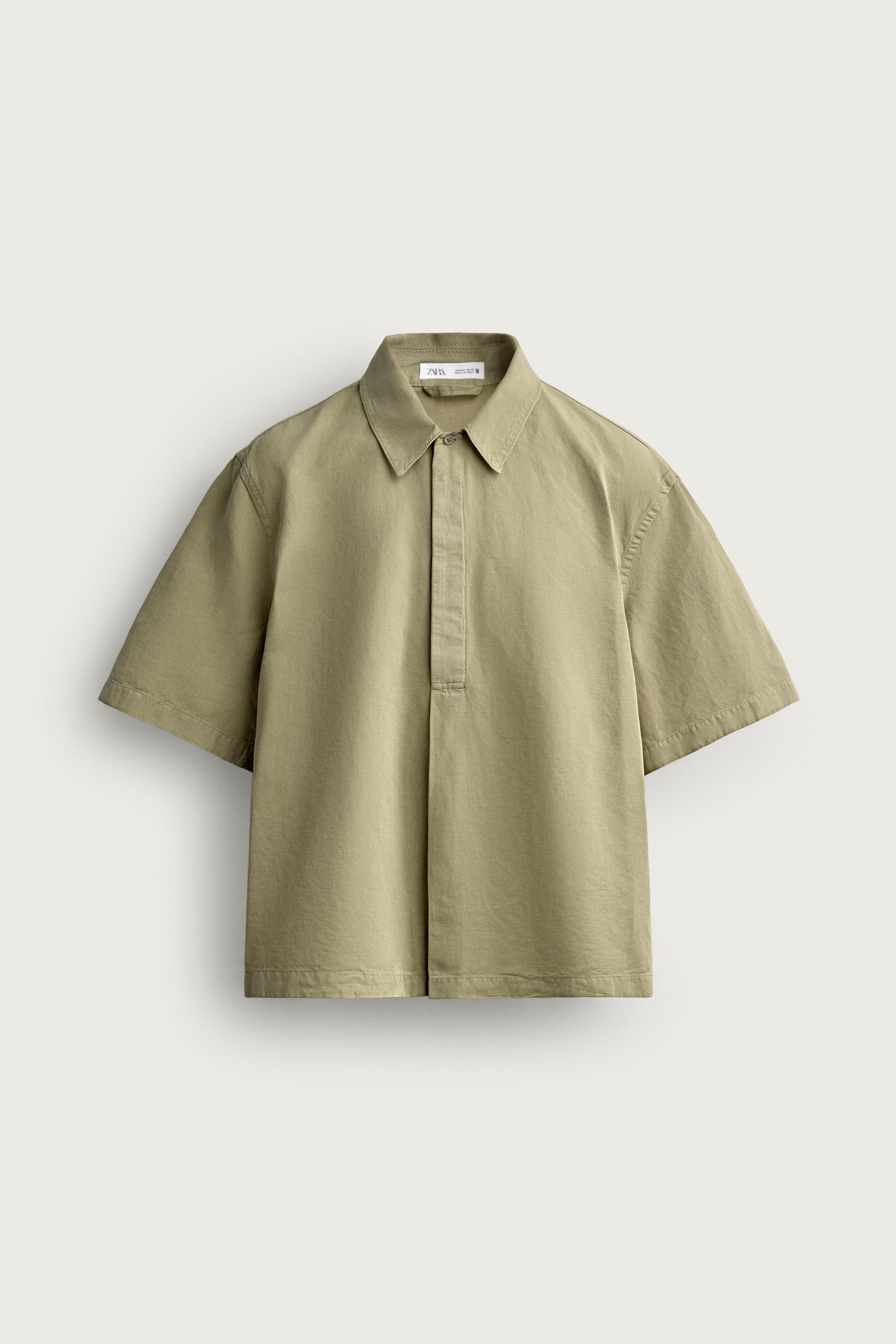 WASHED RELAXED FIT POLO SHIRT — Khaki
