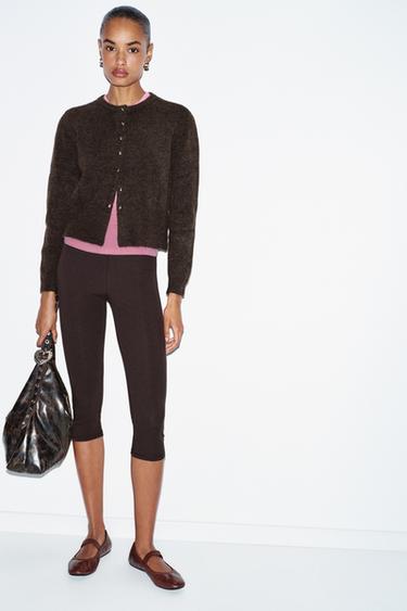 Zara BALL BUTTON KNIT CARDIGAN - brown vigore
