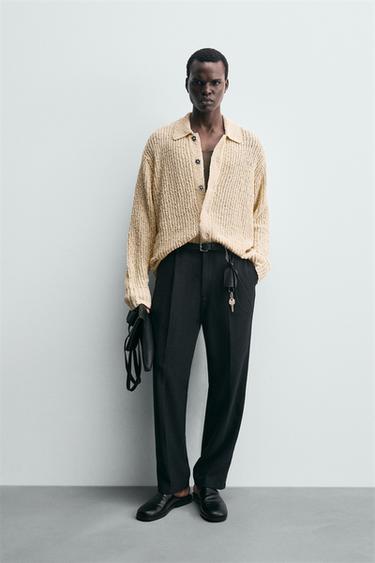 TEXTURED KNIT CARDIGAN - Ecru by Zara