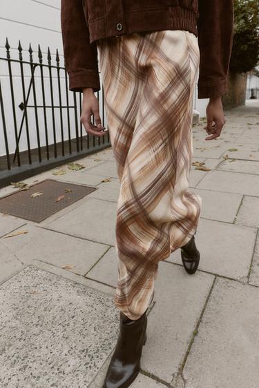 SATIN MIDI SKIRT - Beige-brown by Zara - Image 2