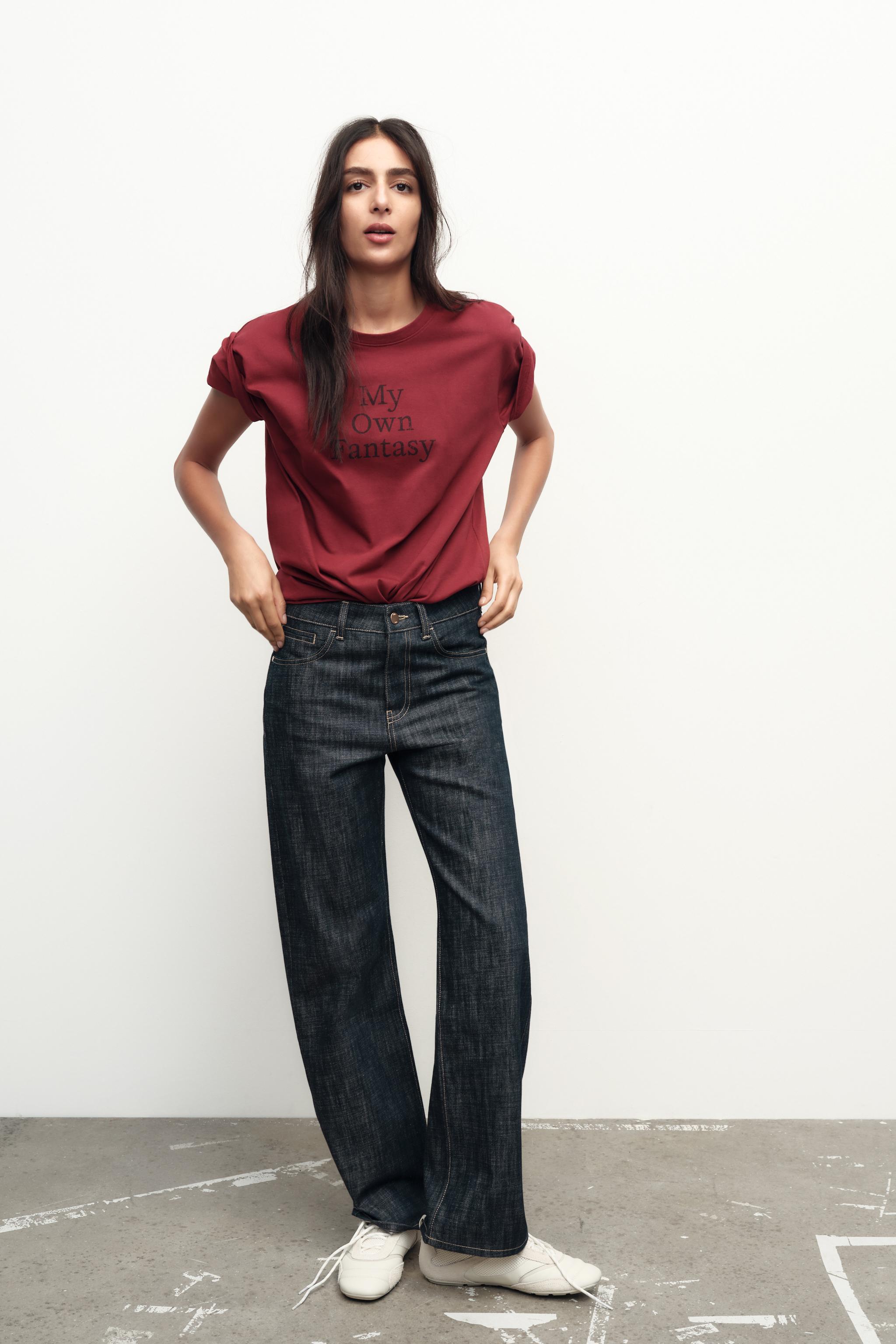 新品未使用ウォッシュテイストテキストTシャツ ZARA - メルカリ