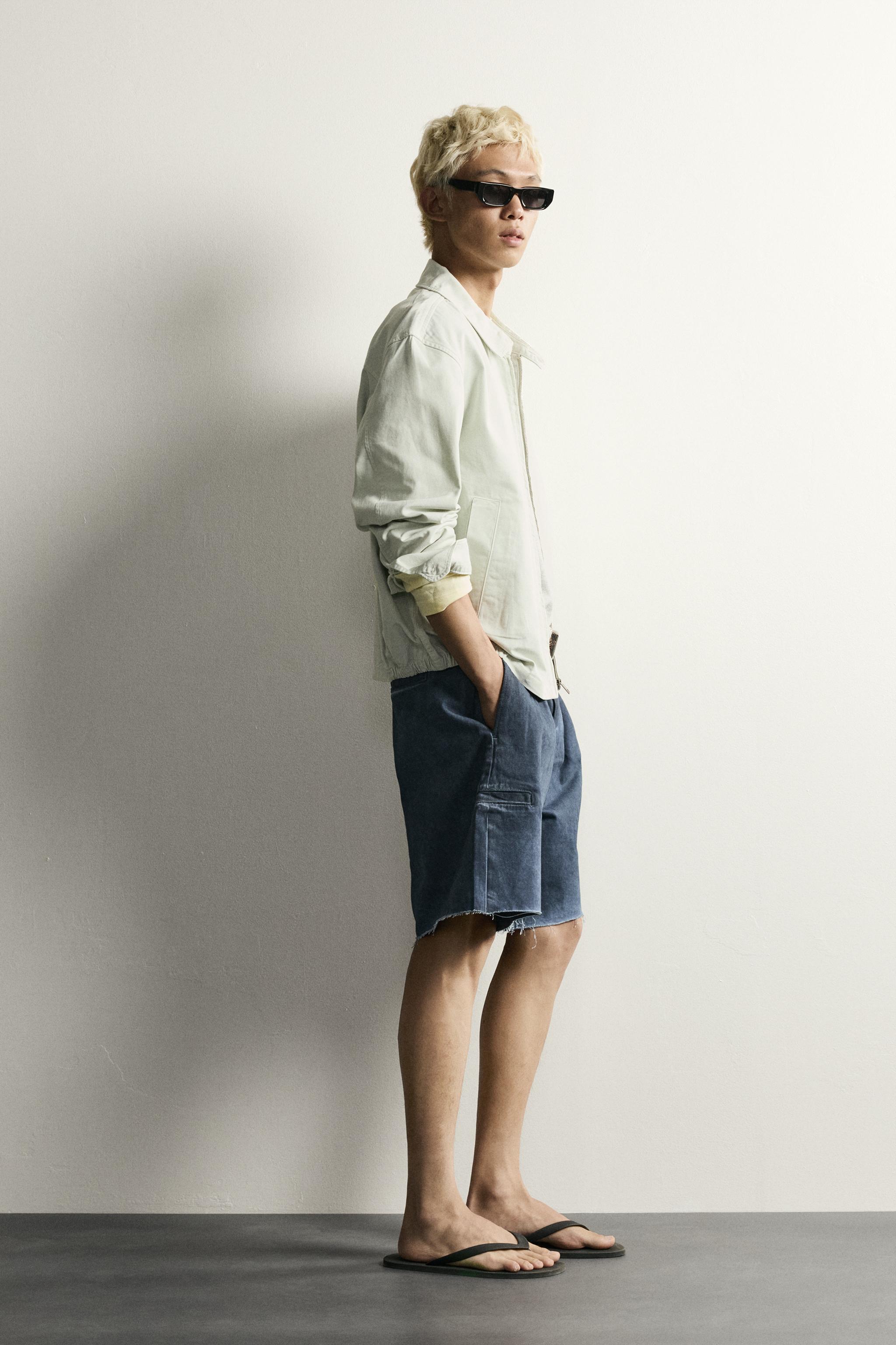 RELAXED FIT IRREGULAR WASH SHORTS