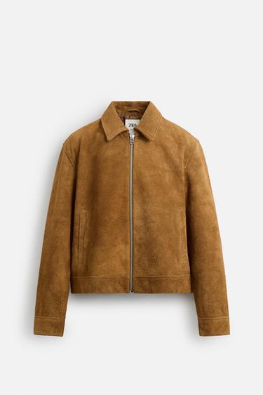 LIMITED EDITION SUEDE LEATHER JACKET - camel by Zara - Image 0