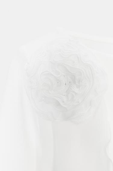 T-SHIRT FLEUR VOLUME - Blanc de Zara - Image 2