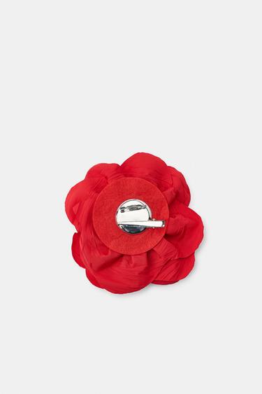 BROCHE FLEUR EN TISSU - Rouge de Zara - Image 3