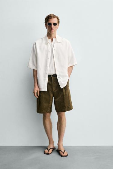 FLUID VISCOSE/LINEN SHIRT - Oyster-white by Zara