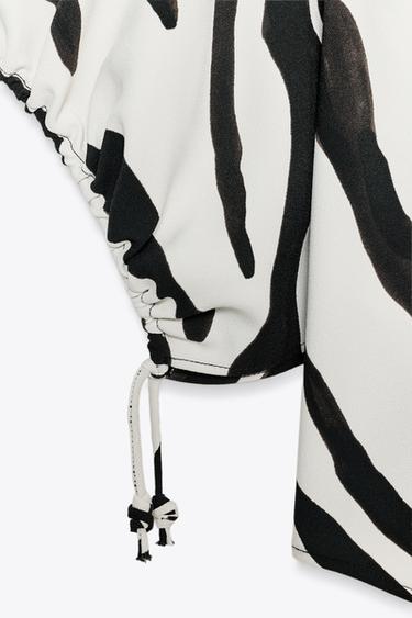 ZW COLLECTION ANIMAL PRINT TOP - Ecru / Black by Zara - Image 4