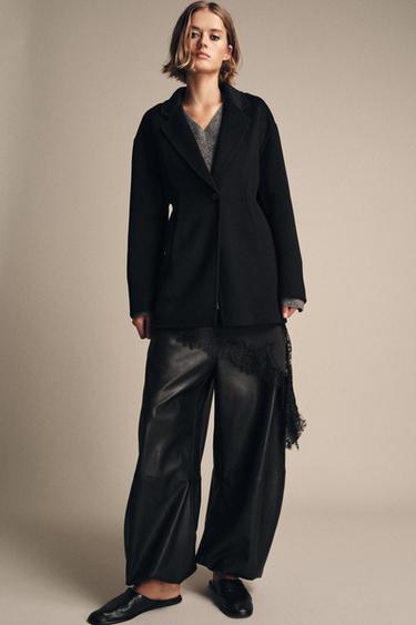 ПРИТАЛЕНИЙ БЛЕЙЗЕР ZW COLLECTION З ВОВНОЮ - Чорний Zara - Зображення 0