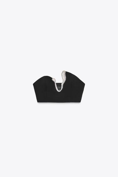 JEWEL APPLIQUÉ CROP TOP - Black by Zara