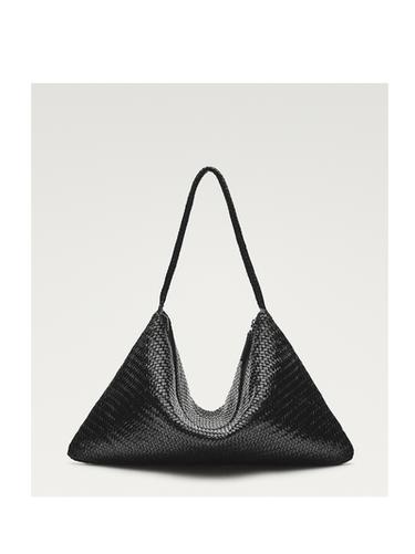 Zara Large woven nappa leather satchel bag - Black