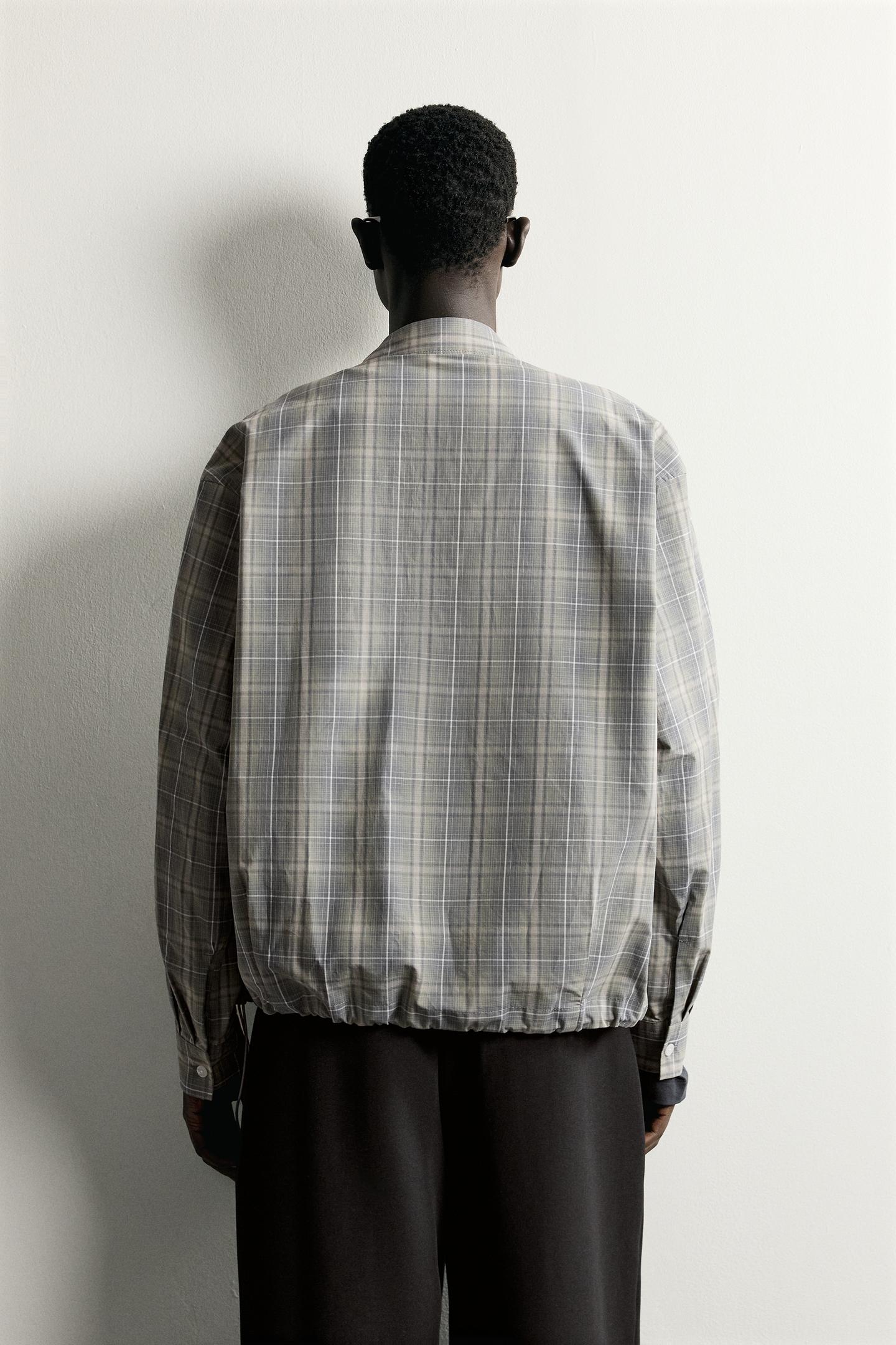 Мужская рубашка Zara Relaxed Fit Plaid, цвет: Серый зелёный — фото 3