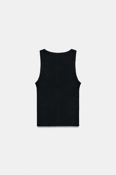 RIB SLEEVELESS TOP - Black by Zara