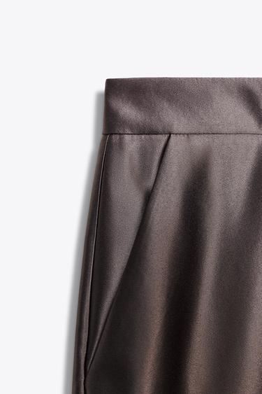 Zara SATIN STRAIGHT LEG PANTS - 