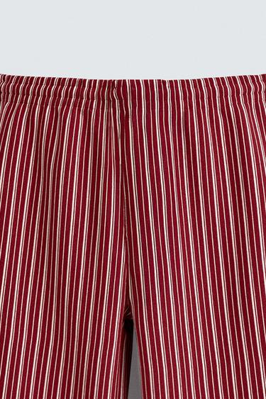 PANTALON COUPE DÉCONTRACTÉE RAYURES - Rouge de Zara - Image 7
