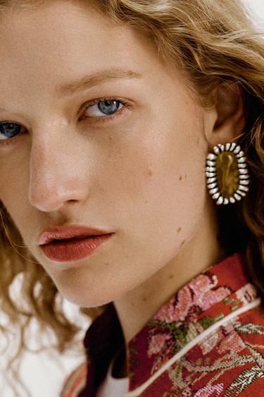METALEN OORBELLEN MET HARS - Zilver van Zara