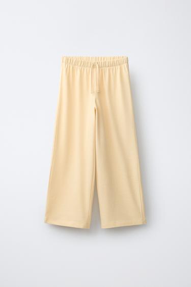 PLAIN T-SHIRT AND WIDE-LEG TROUSERS SET - Yellow by Zara - Image 3