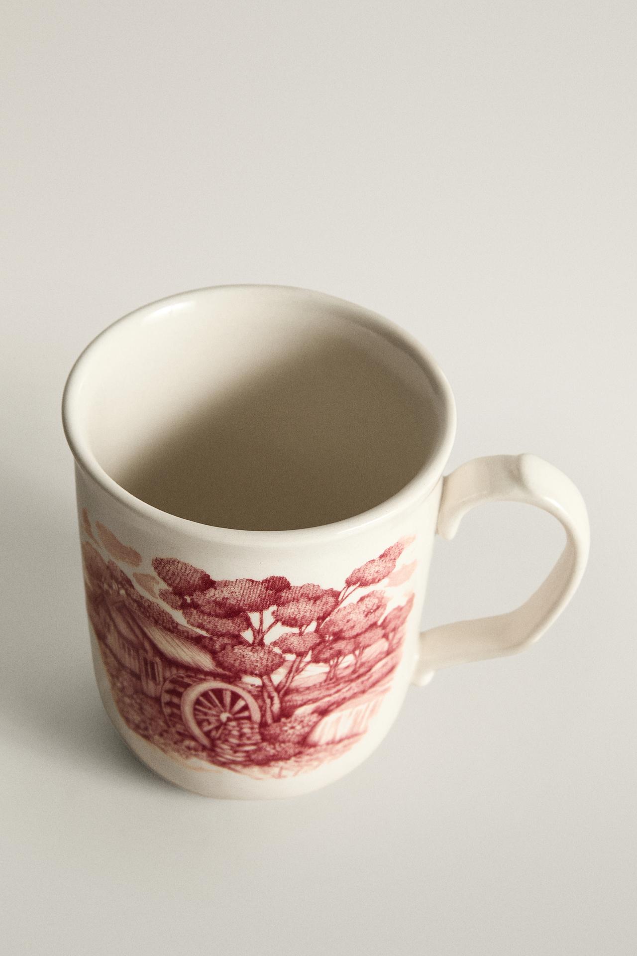 EARTHENWARE LANDSCAPE MUG — Burgundy