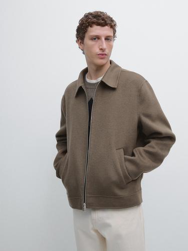 Zara Wool blend jacket with pockets - Greenish