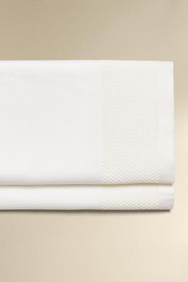 SATEEN FLAT SHEET WITH CROCHET BORDER - Oyster-white by Zara - Image 0