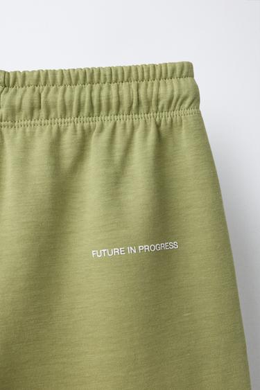 STRAIGHT INTERLOCK PLUSH TROUSERS - washed green by Zara