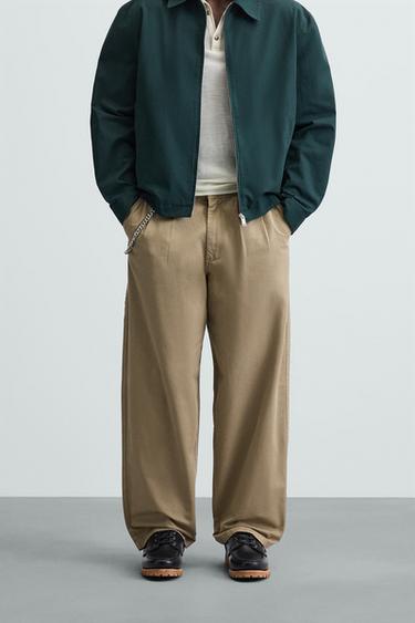 RELAXED FIT PLEATED TROUSERS - camel by Zara