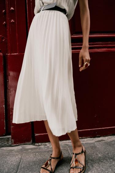 BELTED PLEATED MIDI SKIRT - Ecru by Zara - Image 2